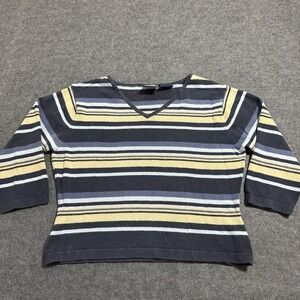 VTG 90s Route 66 Womens Striped 3/4 Sleeve Cropped‎ Shirt Size M Indie Retro Hip